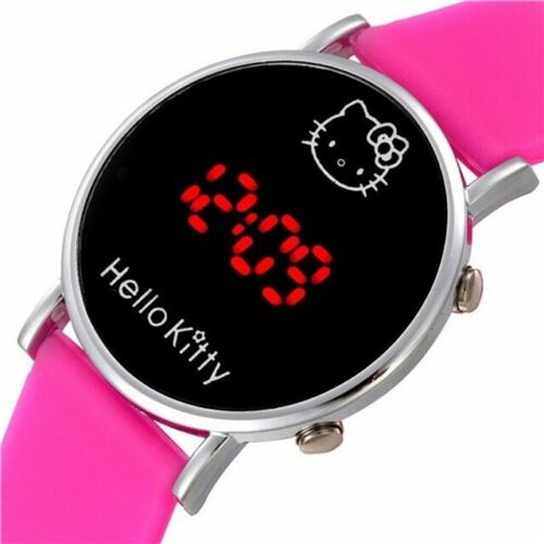 Relógio Feminino Hello Kitty LED Digital Rosa Timarco