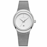 Relógio Feminino Inox Casual Pulseira Aço 30m - Prata