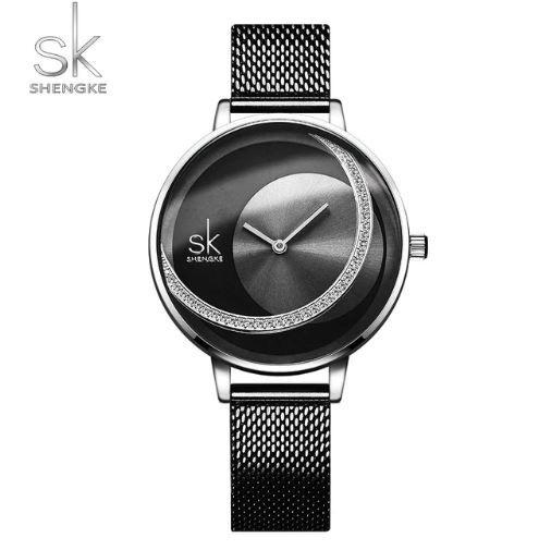 Relógio Feminino Inox Casual Pulseira Aço 30m - Preto - Shengke