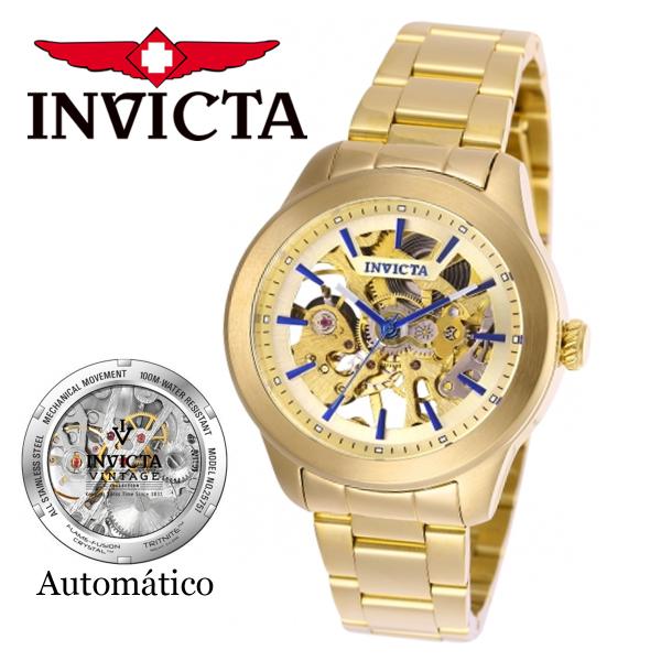 RELÓGIO FEMININO INVICTA 25751 AUTOMÁTICO BANHADO OURO 18k CAIXA 34MM