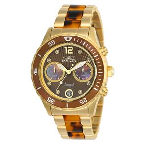 Relógio Feminino Invicta Modelo 24706 Angel Multifunção Marrom - a Prova D`água