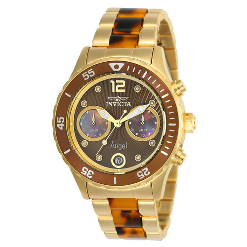 Relógio Feminino Invicta Modelo 24706 Angel Multifunção Marrom - a Prova D'água