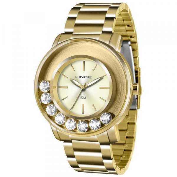 Relógio Feminino Lince Analógico Dourado com Cristais Lrg607l - C1kx