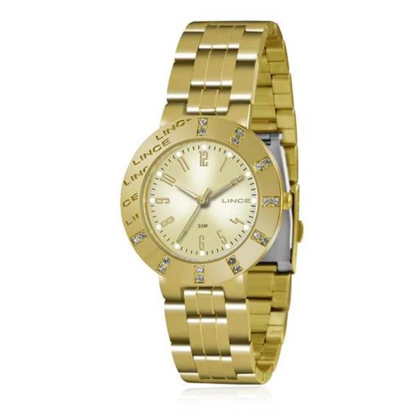 Relógio Feminino Lince Analógico Lrg4318l K138 Aço Dourado com Cristais