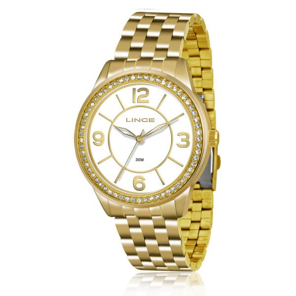 Relógio Feminino Lince Analógico LRG4340L KT04B2KX Dourado com Cristais