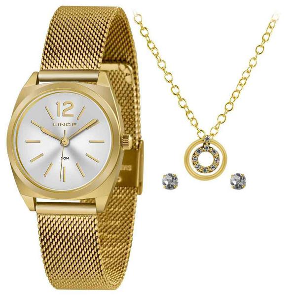 Relógio Feminino Lince Com Conjunto Dourado Lrgh121L Kx29S2Kx