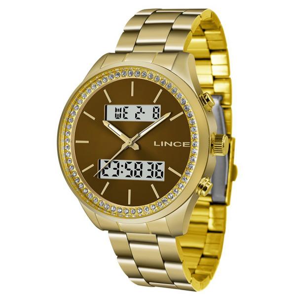 Relogio Feminino Lince Couro Dourado Elegance LAG4591L-N1KX