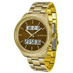 Relogio Feminino Lince Couro Dourado Elegance Lag4591l-n1kx