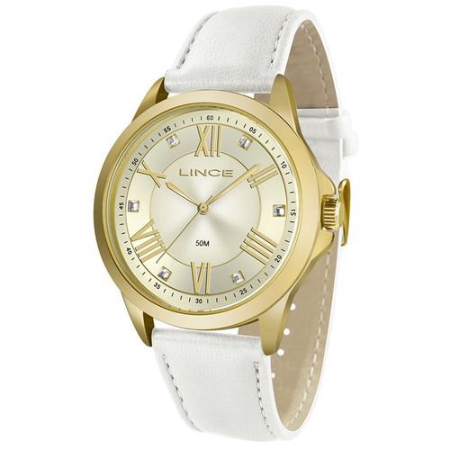 Relogio Feminino Lince Couro Dourado Lrcj046l-c3bx