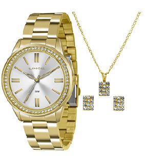 Relogio Feminino Lince Dourado Banhado LRG4341L-KT07