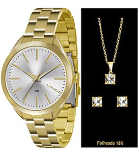 Relogio Feminino Lince Dourado Banhado LRG4329L-K136