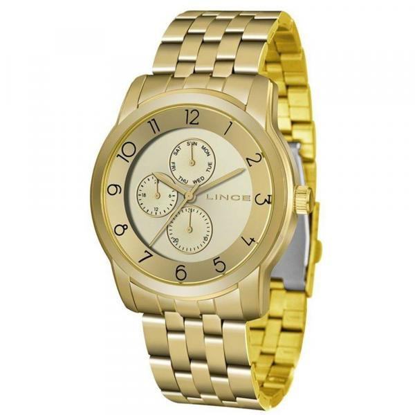 Relogio Feminino Lince Dourado Banhado Ouro Lmg4589l-C2kx