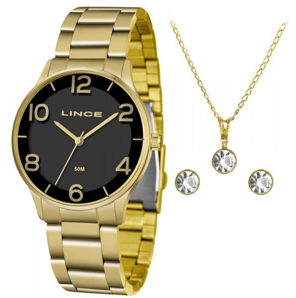 Relogio Feminino Lince Dourado Banhado Ouro LRG4603L-KW23