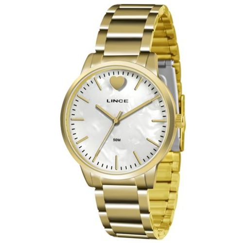 Relógio Feminino Lince Dourado Fundo Perolado Lrg611l-b1kx