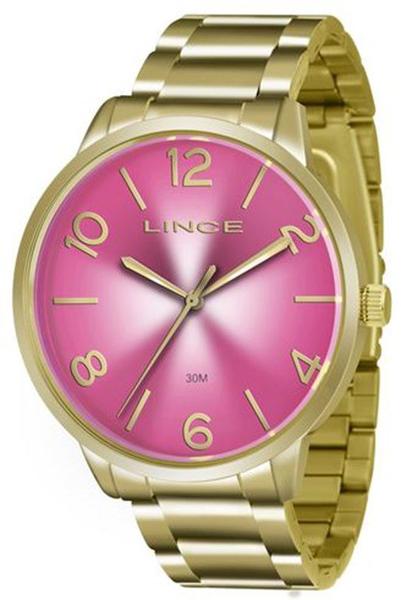 Relógio Feminino Lince Dourado Fundo Rosa Lrgj045l-r2kx