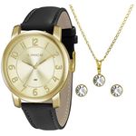 Relógio Feminino Lince Dourado Kit Semijóia Lrc4336lk162c2px