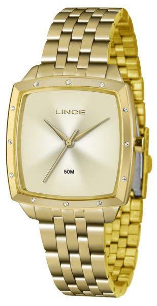 Relogio Feminino Lince Dourado Quadrado LQG620L-C1KX