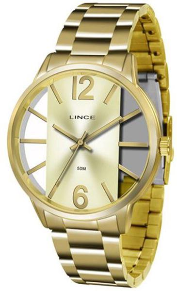 Relógio Feminino Lince Dourado Transparente Lrg608l C2kx
