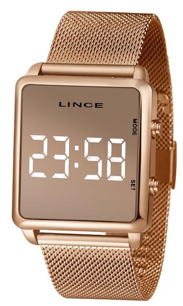 Relógio Feminino Lince LED Clássico Rosé Gold