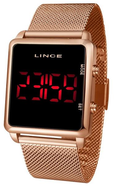 Relógio Feminino Lince LED Clássico Rosé Gold