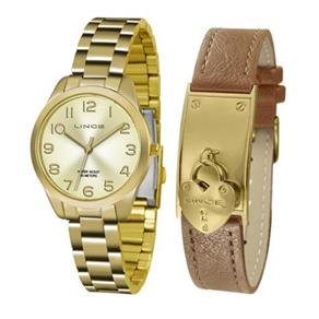 Relógio Feminino Lince LRG4459L KT77 Kit Pulseira em Couro