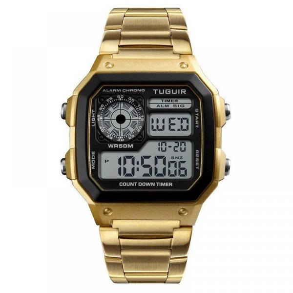 Relógio Feminino Masculino Dourado Original Digital Esporte - Tuguir