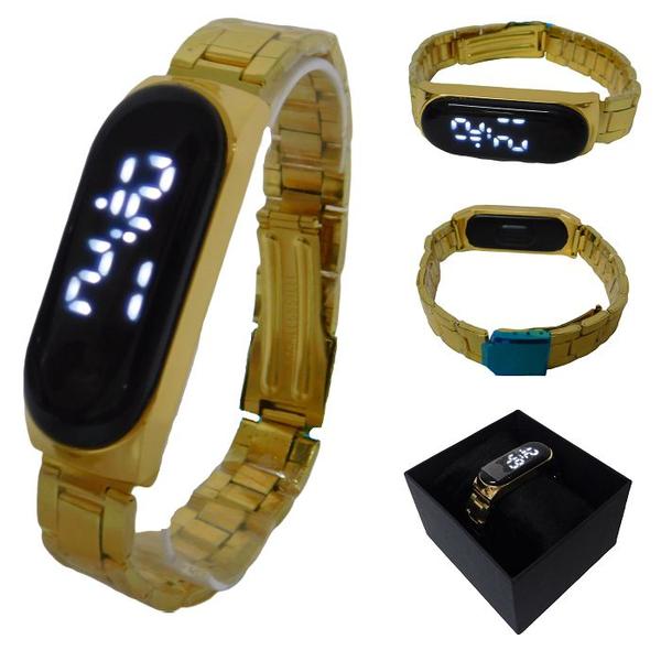 Relógio Feminino Masculino Led Digital Dourado Moda Quente 2020 Charmoso Elegante com Caixa - Seynoke