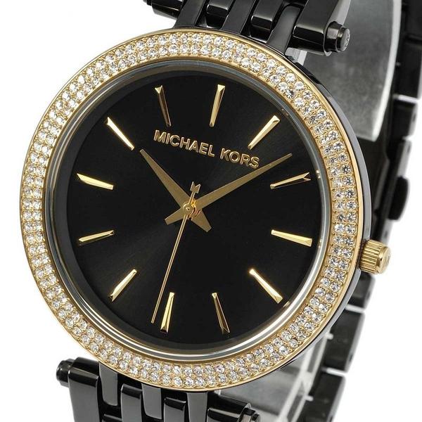 Relógio Feminino Michael Kors Mk3322 Preto Detalhes em Cristais Dourado