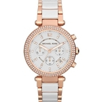 Relogio Feminino Michael Kors Mk5774 Parker Chrono Branco Rose 39mm