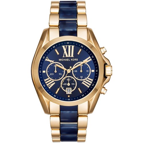 Relogio Feminino Michael Kors Mk6268 Gold Azul 43mm