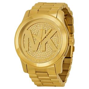 Relógio Feminino Michael Kors Runway Gold Dial Crystal Pave - Modelo Mk5706 Banhado a Ouro 18K