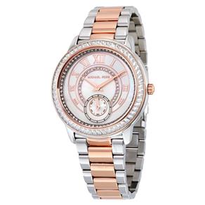 Relógio Feminino Michael Kors Stainless Steel And Rose-Tone Stainless Steel White Mop Dial - Modelo Mkors-Mk6288