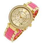 Relógio Feminino Michal Kors Modelo MK6363 Parker Rosa e Dourado