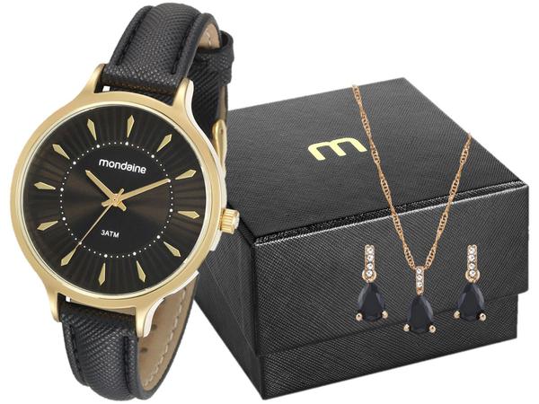 Relógio Feminino Mondaine Analógico - 53602LPMVDH3K1 Preto com Acessório