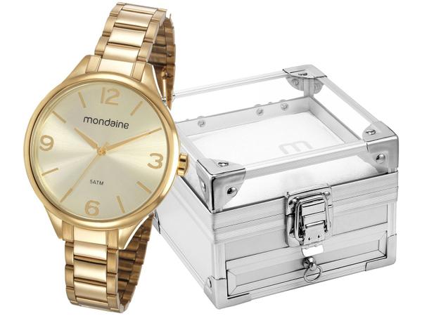 Relógio Feminino Mondaine Analógico - 53740LPMGDE1KZ Dourado com Caixa de Acessórios