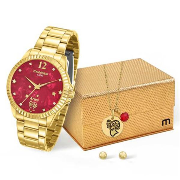 Relógio Feminino Mondaine Analógico 99128LPMKDE9K1 Dourado Áries