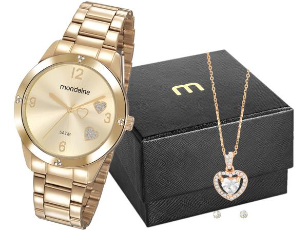 Relógio Feminino Mondaine Analógico - 99400LPMKDE1K1 Dourado com Acessório