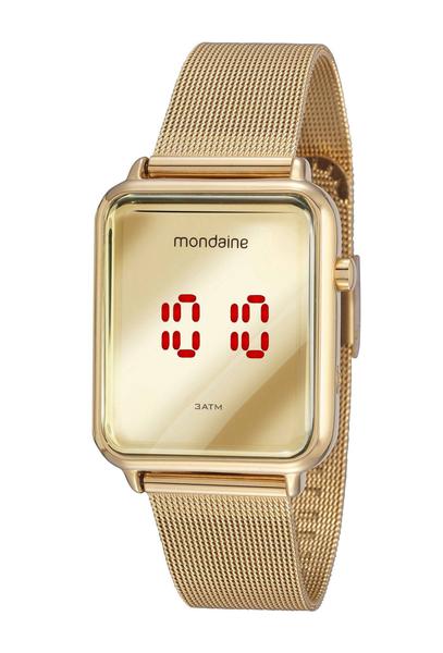 Relógio Feminino Mondaine Digital Led Dourado 32171LPMVDE1