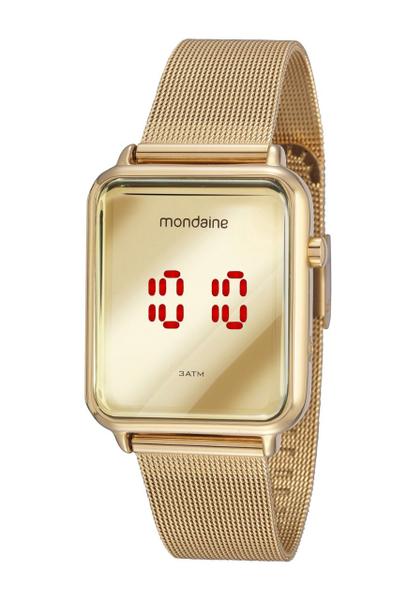 Relógio Feminino Mondaine Digital Quadrado Original Dourado