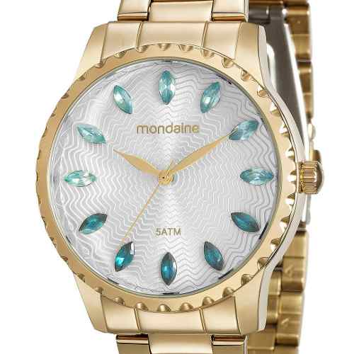 Relogio Feminino Mondaine Dourado C/ Pedras Cristal 99170lpmvde2