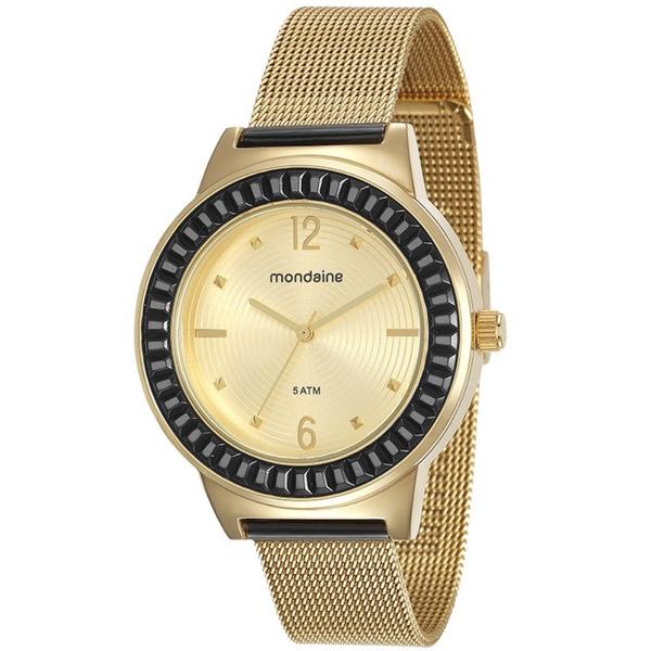 Relógio Feminino Mondaine Minimalista Dourado Á Prova Dágua