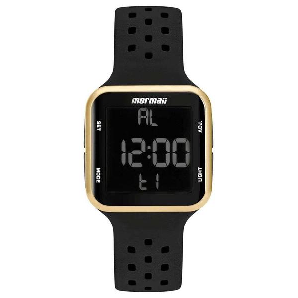 Relógio Feminino Mormaii Wave Dourado Preto Digital à Prova D'água Pulseira de Silicone MO6600/8D