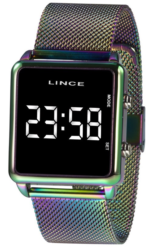Relógio Feminino Multi Color Quadrado Led Lince Mdt4619L Bxqx
