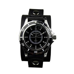 Relógio Feminino Nemesis Modelo GB092K - Estilo Punk/Rock - Pulseira em Couro / a Prova D' Água