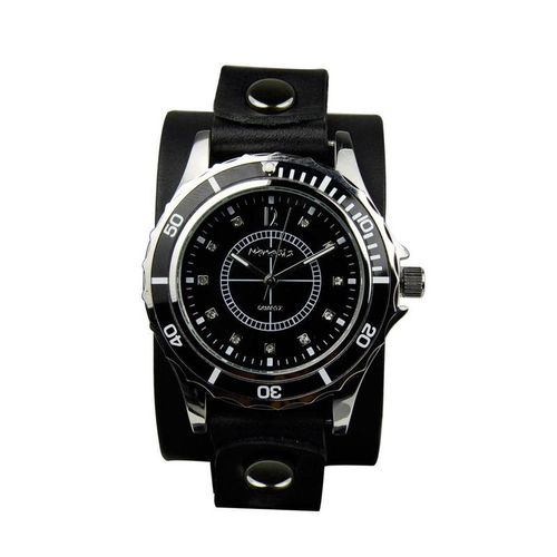 Relógio Feminino Nemesis Modelo GB092K - Estilo Punk/Rock - Pulseira em Couro / a Prova D' Água