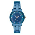 Relogio Feminino Orient Azul Fundo Madrérola Com Pedras