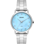 Relogio Feminino Orient Prata Fundo Azul de Madrepérola