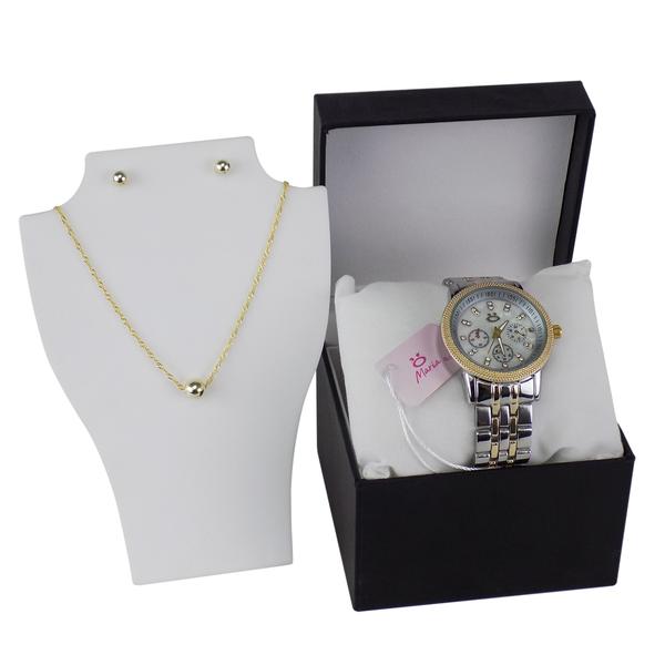 Relógio Feminino Original Orizom Dourado + Colar Brinco Nfe