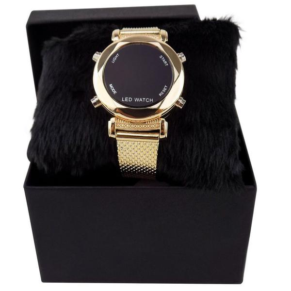 Relógio Feminino Orizom Dourado Led + Colar + Brinco - Orizom Technologies