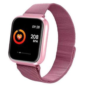 Relogio Feminino P70 com Pulseira em Metal e Silicone Rosa